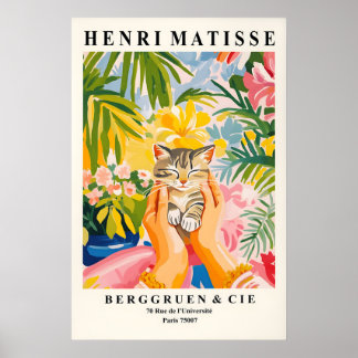 Konsttryck av randig kattunge i Matisses stil för  Poster