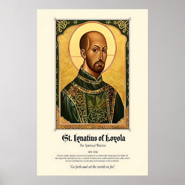 Konsttryck av S:t Ignatius av Loyola Jesuitgrundar Poster (Framsidan)