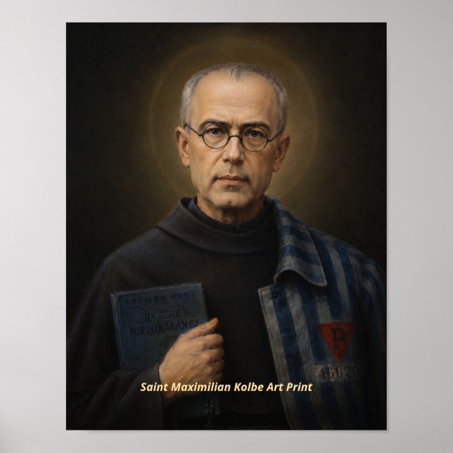 Konsttryck av Sankt Maximilian Kolbe Poster (Framsidan)