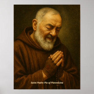 Konsttryck av Sankt Padre Pio av Pietrelcina Poster
