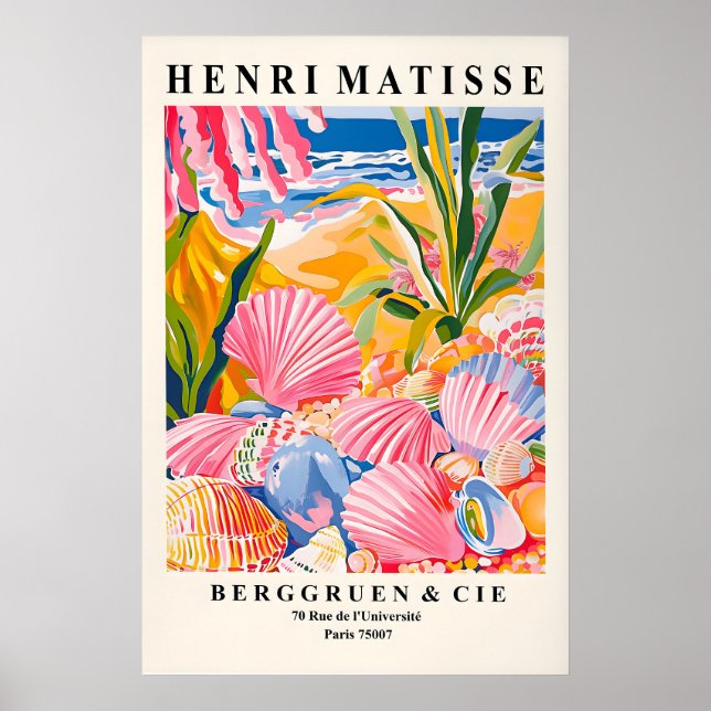 Konsttryck av snigelskal i strandstil, Matisse-sti Poster (Framsidan)