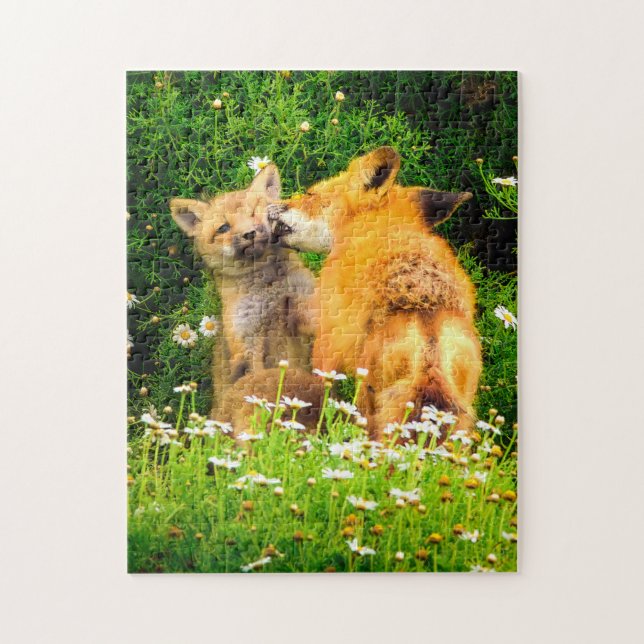 Konsttryck av vilda djur med en mammas kyss pussel (Vertikal)