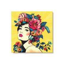Konsttryck Canvas Kvinna med blomsterkrans