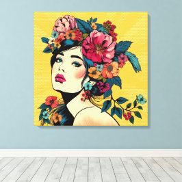 Konsttryck Canvas Kvinna med blomsterkrans
