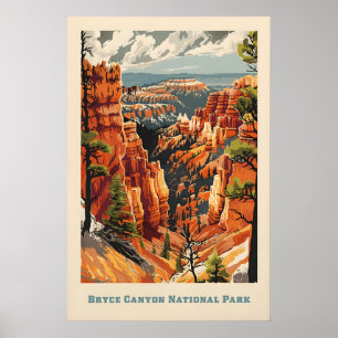 Konsttryck från nationalpark - Bryce Canyon Retro Poster