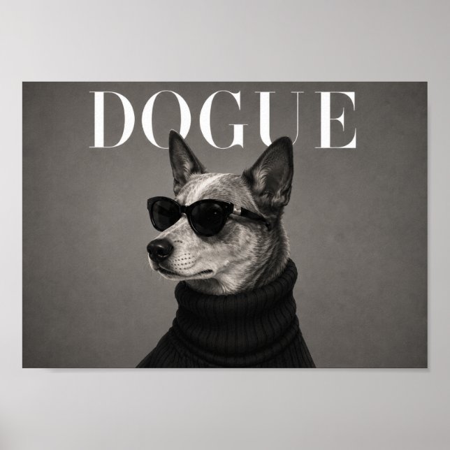 Konsttryck med australian cattle dog i mode poster (Framsidan)
