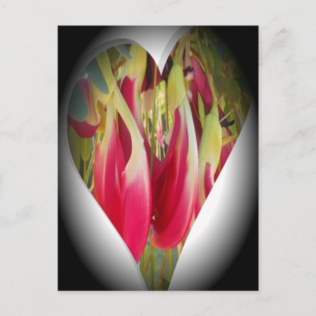 Konsttryck med blommigt hjärta vykort (Framsida)