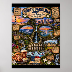 Konsttryck med North Carolina-kallelsen State of Poster