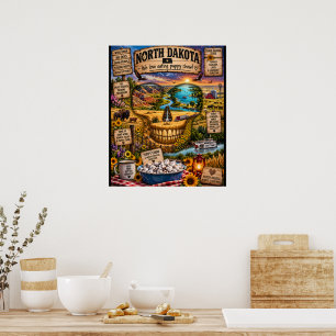 Konsttryck med North Dakotas Skalle Delstatens S Poster