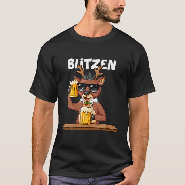 Konstummen för julrenen Blitzen Julafton Group T Shirt (Framsida)
