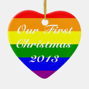 Konstumrat datum Gay Gift par Första jul Julgransprydnad Keramik
