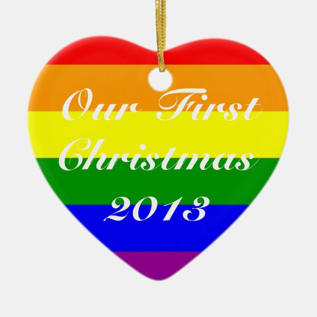 Konstumrat datum Gay Gift par Första jul Julgransprydnad Keramik (Framsidan)