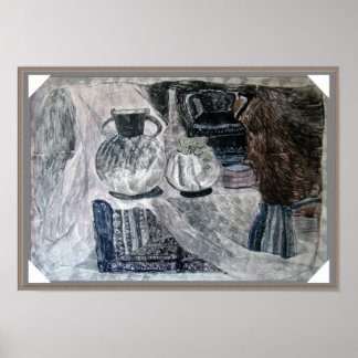 Konstutskrift för "stillastående liv i" poster