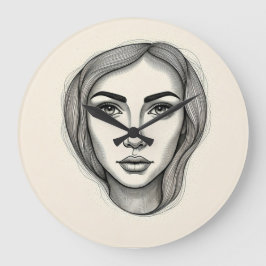 Konstväggskåp i svartvitt stor klocka