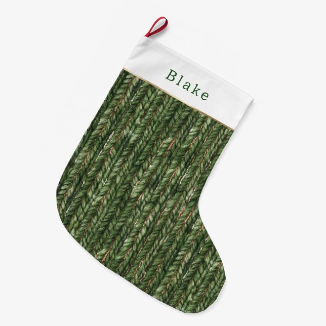 Konstvävd jul med gröna trådar stor julstrumpa (Framsidan (Hängande))