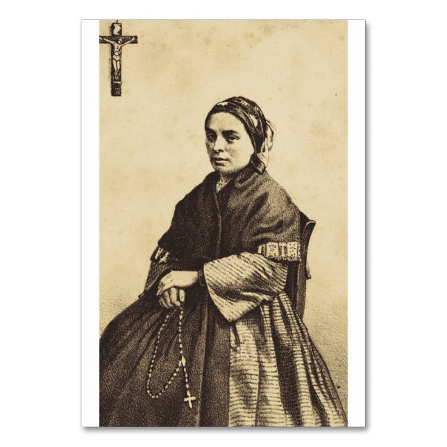 Konstverk av Sankta Bernadette Soubirous Bordsnummer (Framsidan)