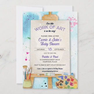 Konstverk Baby Shower Inbjudan