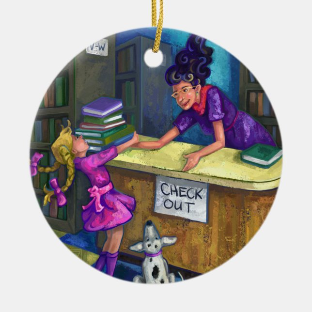 Konstverk för bibliotekkontroll ut julgransprydnad keramik (Framsidan)