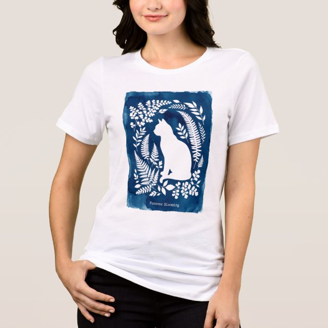 Konstverk för husdjursförlust med botanisk katt i  t shirt (Framsida)