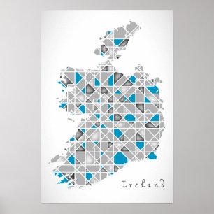 Konstverk för Irland Map Crystal diamantstil Poster