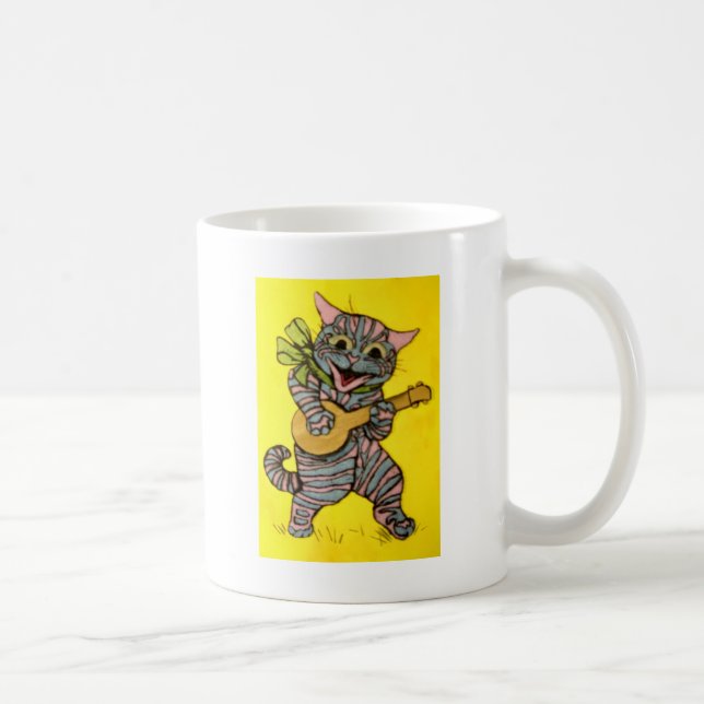 Konstverk för Louis Wain Ukulelekatt Kaffemugg (Höger)
