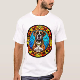 Konstverk i glasmålning med hundmotiv t shirt