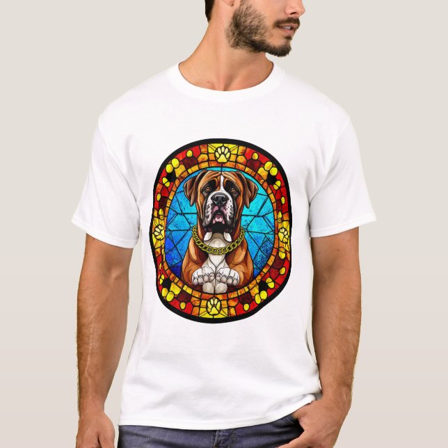 Konstverk i glasmålning med hundmotiv t shirt (Framsida)
