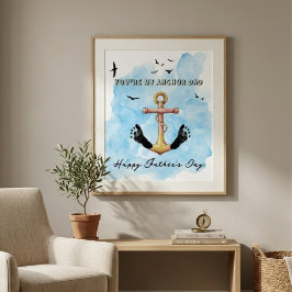 Konstverk med ankare och fotavtryck - Fars dag-pre Poster