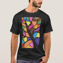 Konstverk med glasmålningsträd t shirt