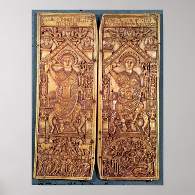 Konsulär diptych Anastasius carved Poster (Framsidan)