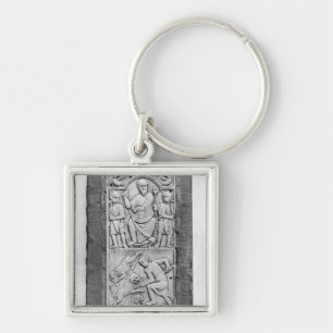 Konsulär diptych av Aetius, högerpanel Fyrkantig Silverfärgad Nyckelring
