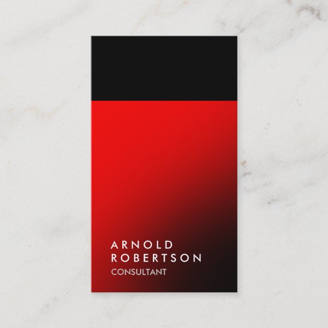 Konsult-Affärskort för Trendiget Plain Red Black Visitkort (Framsida)