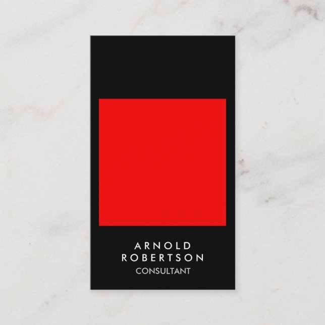 Konsult-Affärskort för Trendiget Plain Red Black Visitkort (Framsida)