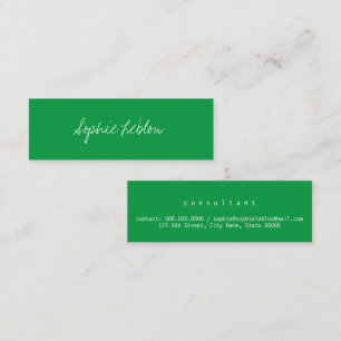 Konsult för enkel grönt för elegant av calligrafi mini visitkort