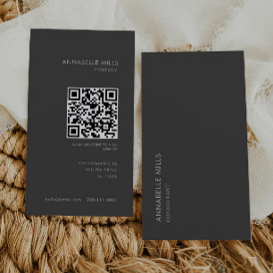 Konsult-Grått-Lodrät - minimalistisk enkel Qr-kod Visitkort