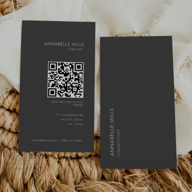 Konsult-Grått-Lodrät - minimalistisk enkel Qr-kod Visitkort (Skapare uppladdad)