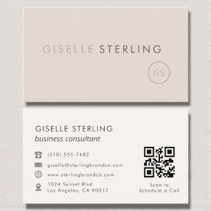 Konsult - Rosa Beige QR Code Luxury Visitkort