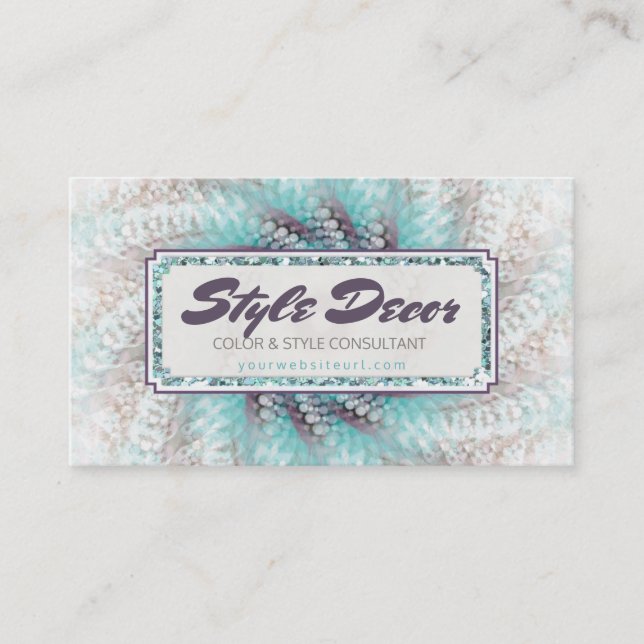 Konsultföretag | Aqua Lila Abstrakt Swirl Visitkort (Framsida)