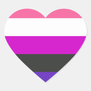 KönsvätskePrideflagga Hjärtformat Klistermärke
