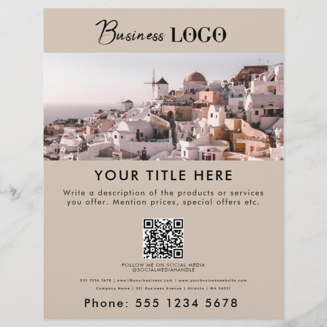 Kontakt för Business Promoted Photo & Text QR-kod Reklamblad (Framsidan)