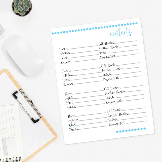 Kontakta Bok Stationery Papper | BABY BLUE (Skapare uppladdad)