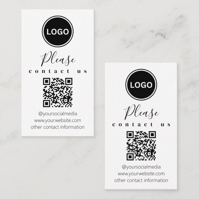 Kontakta oss | QR-kod Modern Affärskort Visitkort (Fram/baksida)