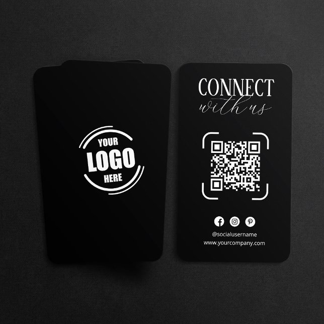Kontakta Oss Svart Vitt QR-kod Sociala Medier Visitkort (Skapare uppladdad)