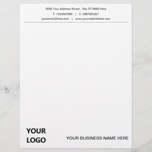 Kontaktinformation för Business Letterhead Logotyp Brevhuvud (Framsida)