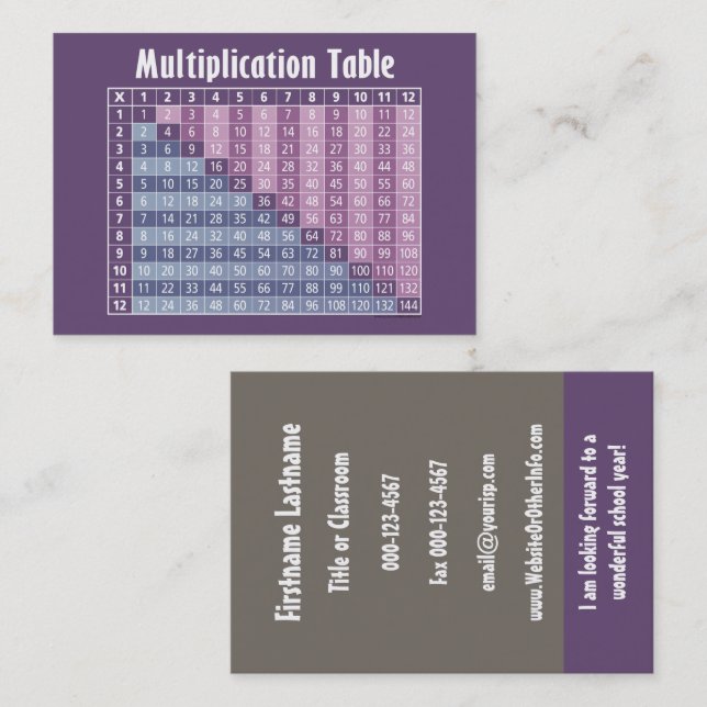 Kontaktinformation för Math Teacher Back to school Visitkort (Fram/baksida)