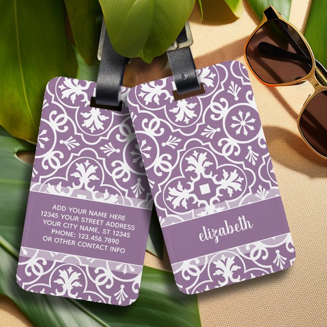 Kontaktinformation för Modern Tile Mönster - orchi Bagagebricka (Personalized Luggage Tag)