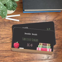 Kontaktkort för Chalkboard Substitut Teacher Round