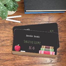 Kontaktkort för Chalkboard Substitut Teacher Round Visitkort