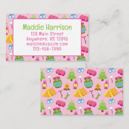 Kontaktkort för Cute Summer Camp Mönster Visitkort