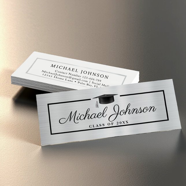 Kontaktkort för nätverksarbete Elegant silver Stud (Graduate Contact and Networking Calling Card)